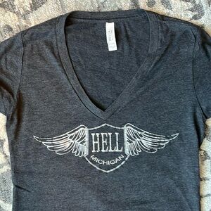 HELL, MICHIGAN t-shirt ladies small gray